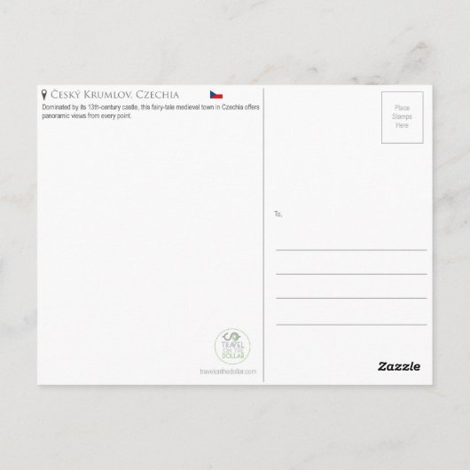 Český Krumlov, Briefkaart Tsjechië (Achterkant)