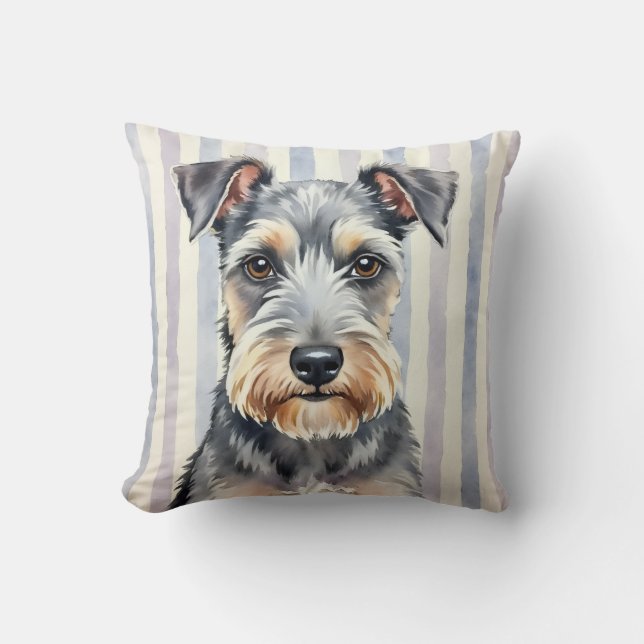 Cesky Terrier Aquarel Pinstripe Kunst Kussen (Voorkant)
