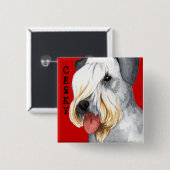 Cesky Terrier Color Block Vierkante Button 5,1 Cm (Voorkant /achterkant)