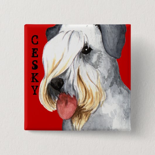 Cesky Terrier Color Block Vierkante Button 5,1 Cm (Voorkant)