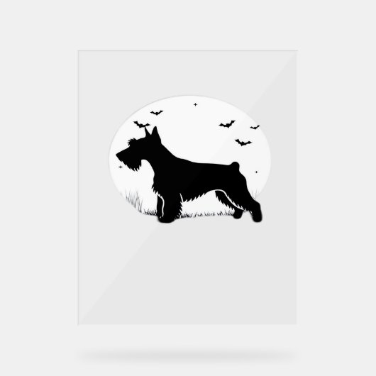 Cesky Terrier Dog - Halloween Moon Silhouette Clas Acryl Bord (Voorkant)