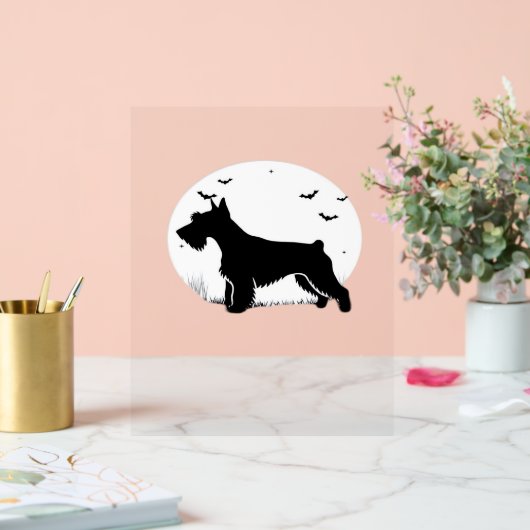 Cesky Terrier Dog - Halloween Moon Silhouette Clas Acryl Bord (Huwelijk)