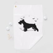 Cesky Terrier Dog - Halloween Moon Silhouette Clas Golfhanddoek (Insitu)