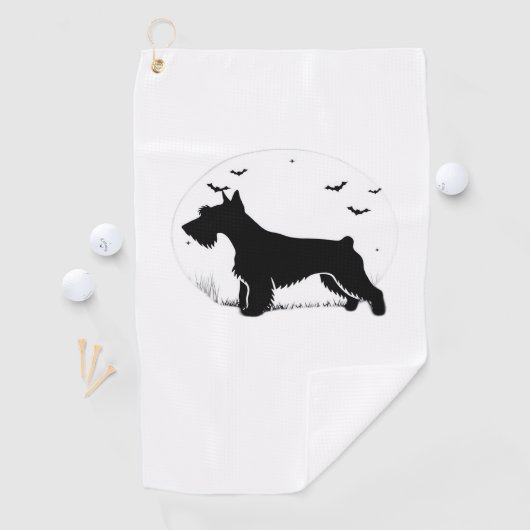 Cesky Terrier Dog - Halloween Moon Silhouette Clas Golfhanddoek (Insitu)