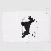 Cesky Terrier Dog - Halloween Moon Silhouette Clas Golfhanddoek (Horizontaal)