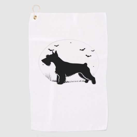 Cesky Terrier Dog - Halloween Moon Silhouette Clas Golfhanddoek (Voorkant)