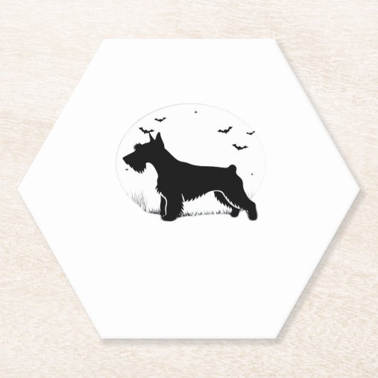 Cesky Terrier Dog - Halloween Moon Silhouette Clas Kartonnen Onderzetters (Voorkant)