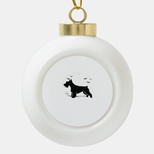 Cesky Terrier Dog - Halloween Moon Silhouette Clas Keramische Bal Ornament (Voorkant)