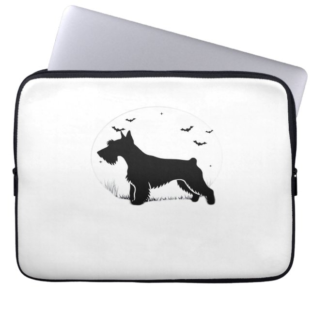 Cesky Terrier Dog - Halloween Moon Silhouette Clas Laptop Sleeve (Voorkant)