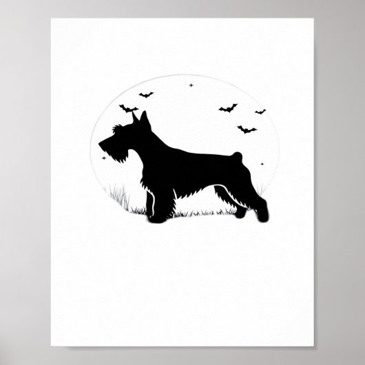 Cesky Terrier Dog - Halloween Moon Silhouette Clas Poster (Voorkant)