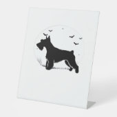 Cesky Terrier Dog - Halloween Moon Silhouette Clas Reclamebord Met Voetstuk (Voorkant)