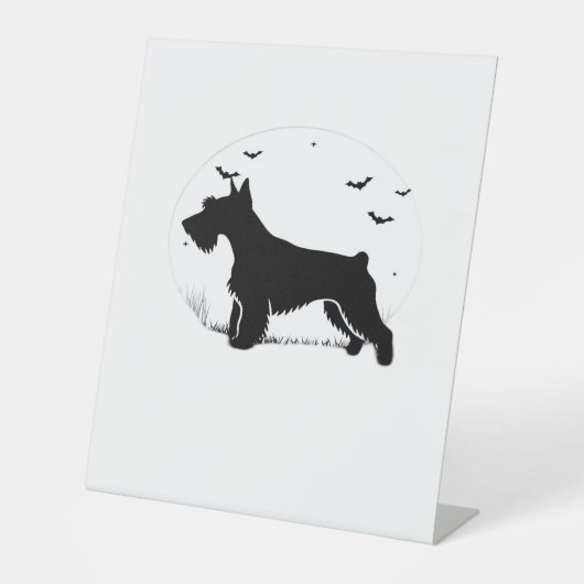 Cesky Terrier Dog - Halloween Moon Silhouette Clas Reclamebord Met Voetstuk (Voorkant)