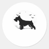 Cesky Terrier Dog - Halloween Moon Silhouette Clas Ronde Sticker (Voorkant)