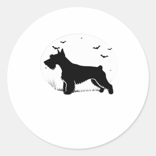 Cesky Terrier Dog - Halloween Moon Silhouette Clas Ronde Sticker (Voorkant)