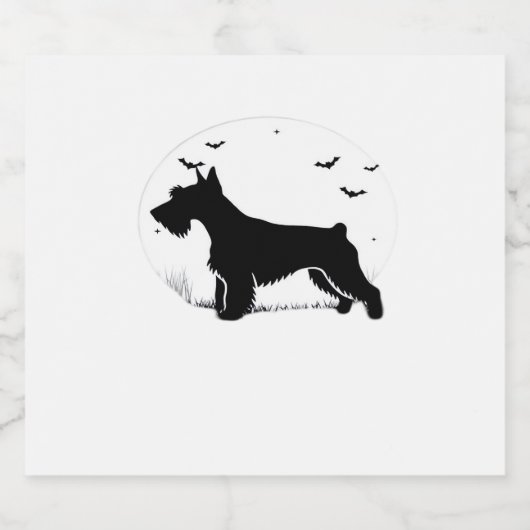 Cesky Terrier Dog - Halloween Moon Silhouette Clas Sparkling Wijnetiket (Enkel label)