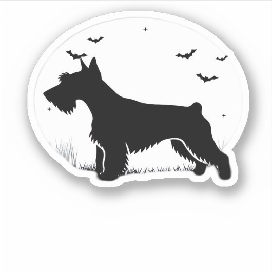 Cesky Terrier Dog - Halloween Moon Silhouette Clas Sticker (Voorkant)