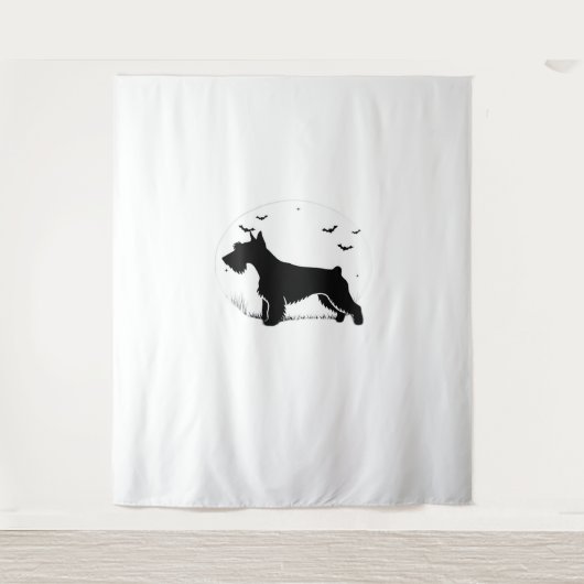 Cesky Terrier Dog - Halloween Moon Silhouette Clas Wandkleed (Voorkant)