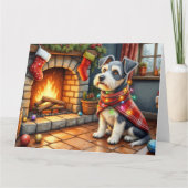 Cesky Terrier Fireplace with Christmas Lights Kaart (Voorkant)