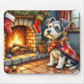 Cesky Terrier Haard met Kerstverlichting Muismat (Voorkant)