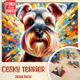 Cesky Terrier Hondenportret Acryl Kunstprint Hond Legpuzzel