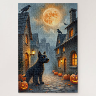 Cesky Terrier Middeleeuwse Halloween Dorps Kunst Legpuzzel