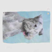 Cesky Terrier Painting - Cute Original Dog Art Golfhanddoek (Horizontaal)