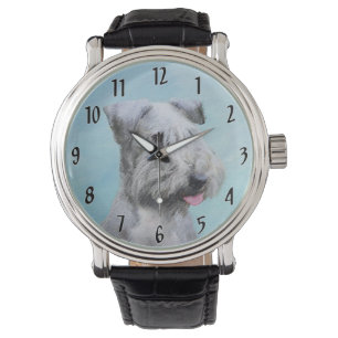 Cesky Terrier Painting - Cute Original Dog Art Horloge