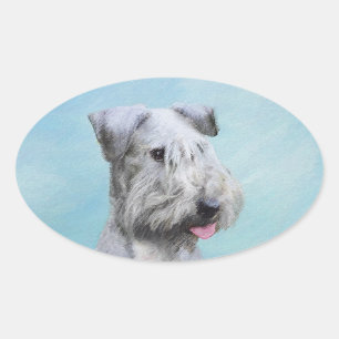 Cesky Terrier Painting - Cute Original Dog Art Ovale Sticker