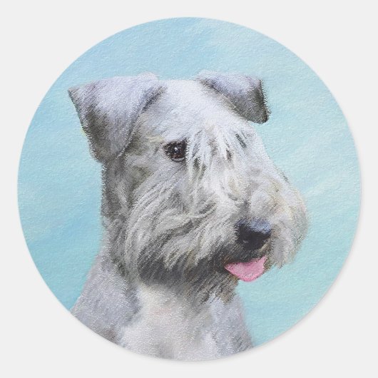 Cesky Terrier Painting - Cute Original Dog Art Ronde Sticker (Voorkant)