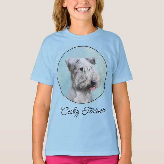 Cesky Terrier Painting - Cute Original Dog Art T-S T-shirt (Voorkant)