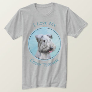 Cesky Terrier Painting - Cute Original Dog Art T-shirt