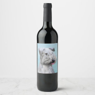 Cesky Terrier Painting - Cute Original Dog Art Wijn Etiket