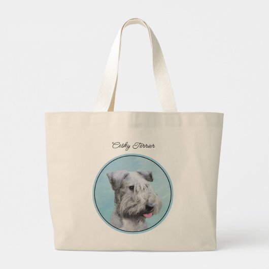 Cesky Terrier Schilderen Schattigee Originele Pet Grote Tote Bag (Achterkant)