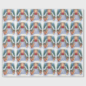 Cesky Terrier Snowy Staircase Christmas Art Cadeaupapier (Vlak)