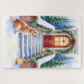 Cesky Terrier Snowy Staircase Christmas Art Legpuzzel (Horizontaal)