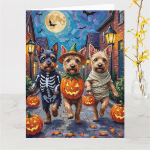 Cesky Terrier Trick-or-Treating Halloween Kostuum Kaart