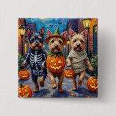 Cesky Terrier Trick-or-Treating Halloween kostuum Vierkante Button 5,1 Cm (Voorkant)