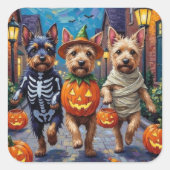Cesky Terrier Trick-or-Treating Halloween kostuum Vierkante Sticker (Voorkant)