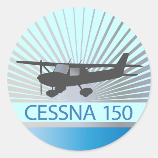 Cessna 150 vliegtuig ronde sticker (Voorkant)