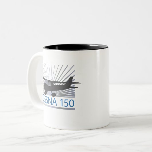 Cessna 150 vliegtuig tweekleurige koffiemok (Voorkant links)