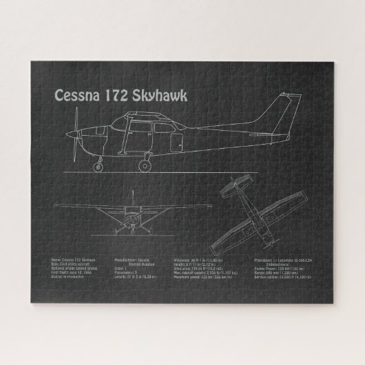 Cessna 172 Skyhawk - Blauwdruk Plannen PD Legpuzzel (Horizontaal)