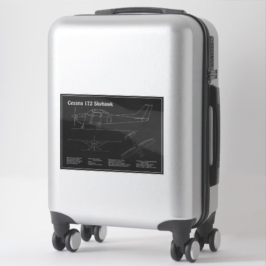 Cessna 172 Skyhawk - Blauwdruk Plannen PD Sticker (Koffer)