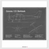 Cessna 172 Skyhawk - Blauwdruk Plannen PD Sticker (Vel)