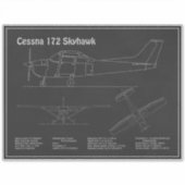 Cessna 172 Skyhawk - Blauwdruk Plannen PD Sticker (Voorkant)