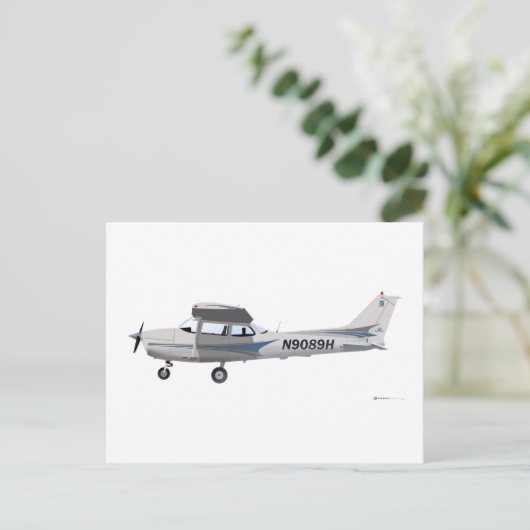 Cessna 172 Skyhawk Blue Briefkaart (Staand voorkant)