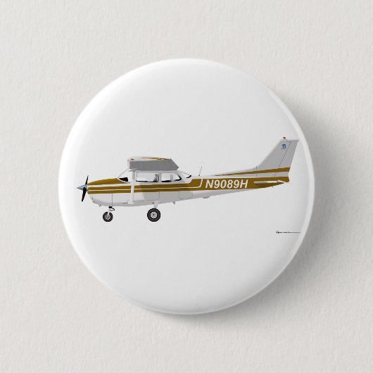 Cessna 172 Skyhawk Brown Ronde Button 5,7 Cm (Voorkant)