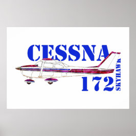 Cessna 172 Skyhawk Illustratie Vet Tekst Ontwerp Poster