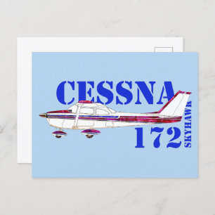 Cessna 172 Skyhawk Illustratie Vet Tekstontwerp Briefkaart