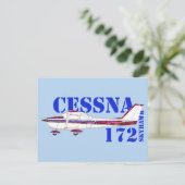 Cessna 172 Skyhawk Illustratie Vet Tekstontwerp Briefkaart (Staand voorkant)