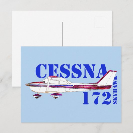 Cessna 172 Skyhawk Illustratie Vet Tekstontwerp Briefkaart (Voorkant / Achterkant)